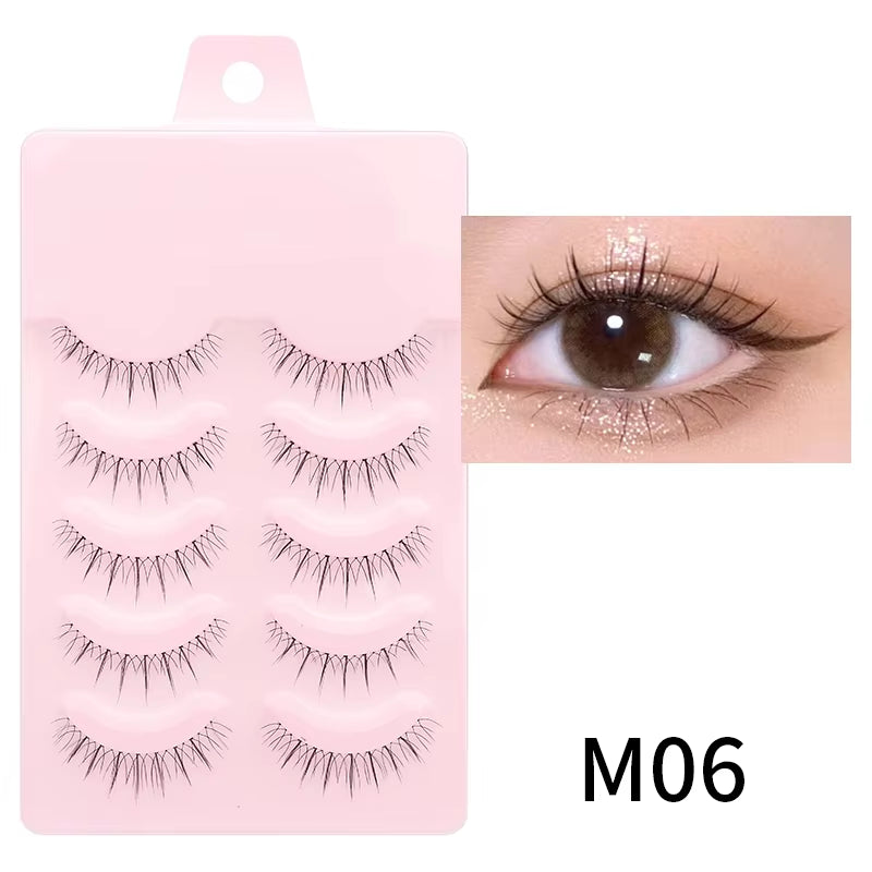 Manga-Inspired Soft Natural False Eyelashes - Thick Wispy Lashes for Daily Makeup and Special Occasions