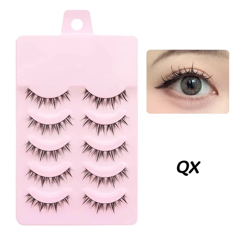 Manga-Inspired Soft Natural False Eyelashes - Thick Wispy Lashes for Daily Makeup and Special Occasions