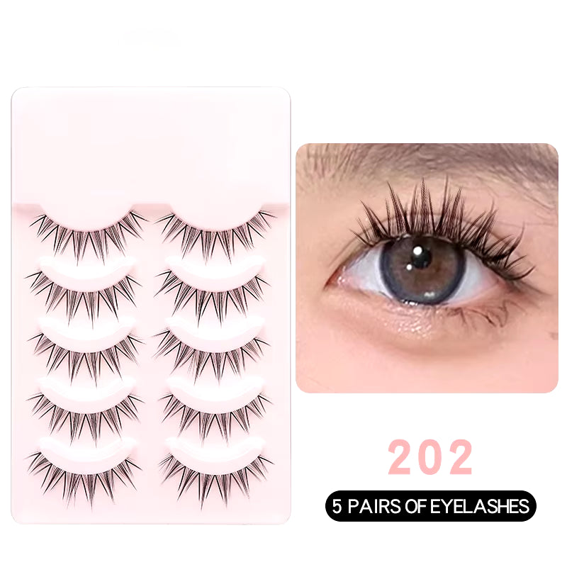 Manga-Inspired Soft Natural False Eyelashes - Thick Wispy Lashes for Daily Makeup and Special Occasions