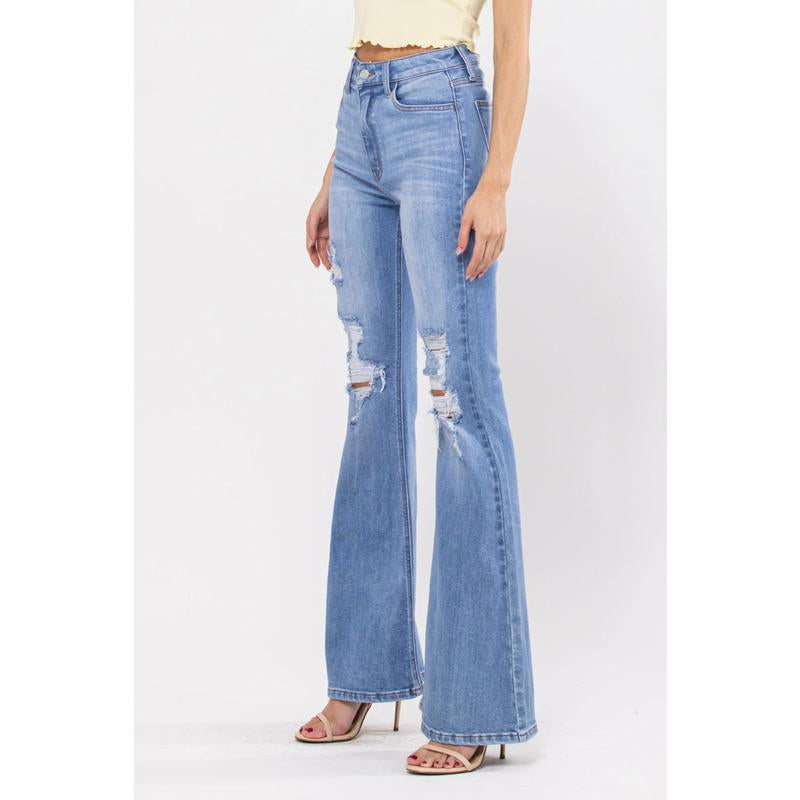 Cello High-Rise Distressed Super Flare Jeans