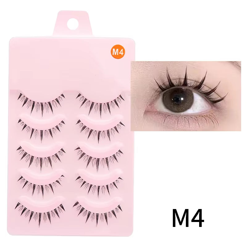 Manga-Inspired Soft Natural False Eyelashes - Thick Wispy Lashes for Daily Makeup and Special Occasions