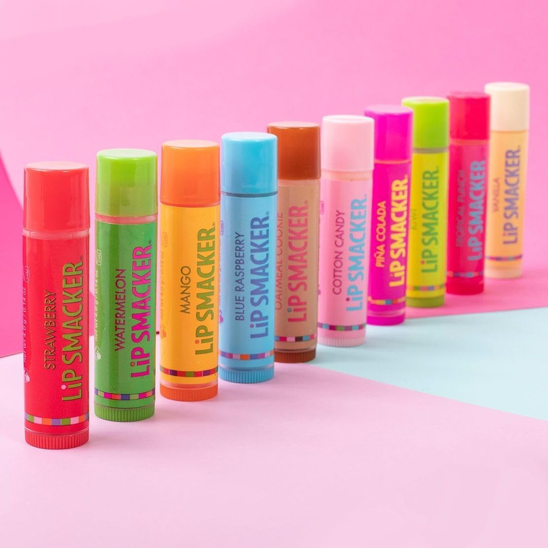 Holiday Flavored Lip Balm Assortment Pack - Oatmeal Cookie, Vanilla, Mango, Watermelon, Tropical Punch, Cotton Candy, Kiwi, Strawberry, Clear