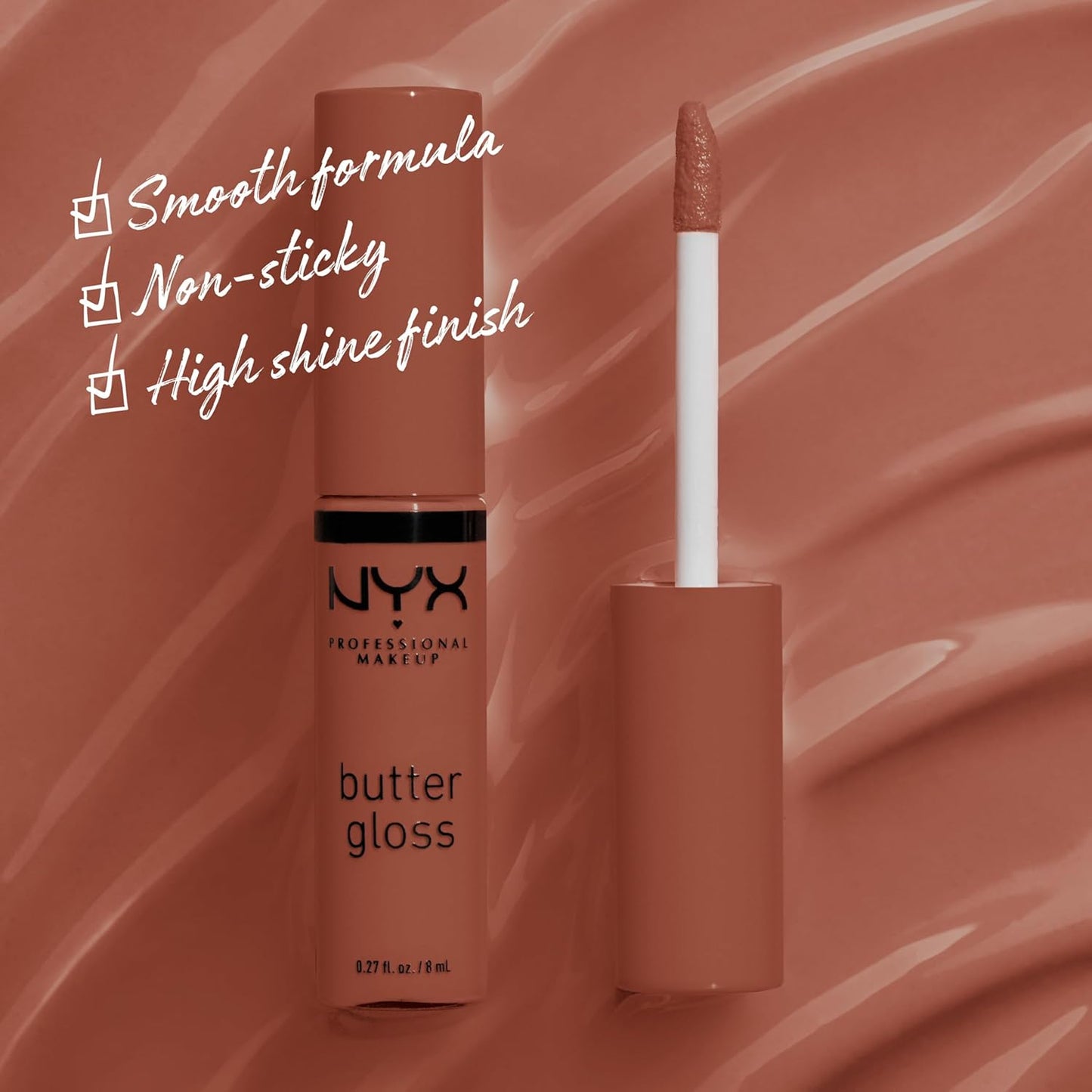Butter Gloss Non-Sticky Lip Gloss in Bit of Honey (Peach Nude)