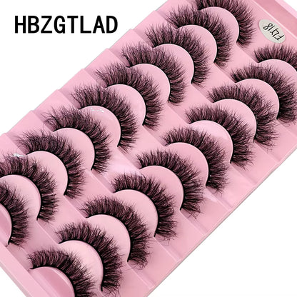10 Pairs of Handmade Faux Mink Eyelashes - Natural Look 3D Curly False Eyelashes for a Messy Eye Makeup Effect