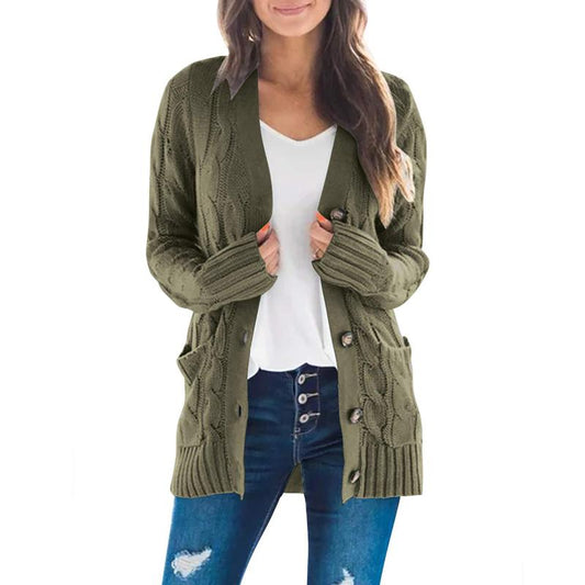 MEROKEETY Women's 2024 Fall Long Sleeve Cable Knit Open Front Cardigan with Buttons - Stylish Loose Outerwear for Everyday Wear