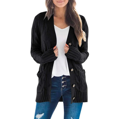 MEROKEETY Women's 2024 Fall Long Sleeve Cable Knit Open Front Cardigan with Buttons - Stylish Loose Outerwear for Everyday Wear