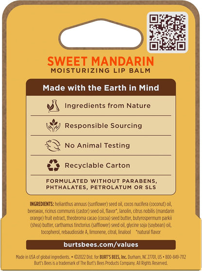 100% Natural Origin Sweet Mandarin Moisturizing Lip Balm, 4.25g Tube
