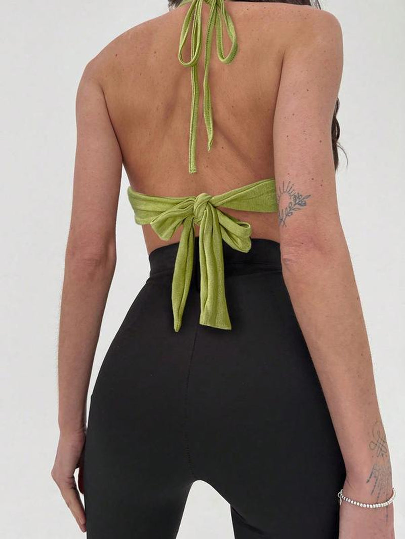 Chic Cowl Neck Halter Top with Open Back - Perfect for Festivals and Night Out!