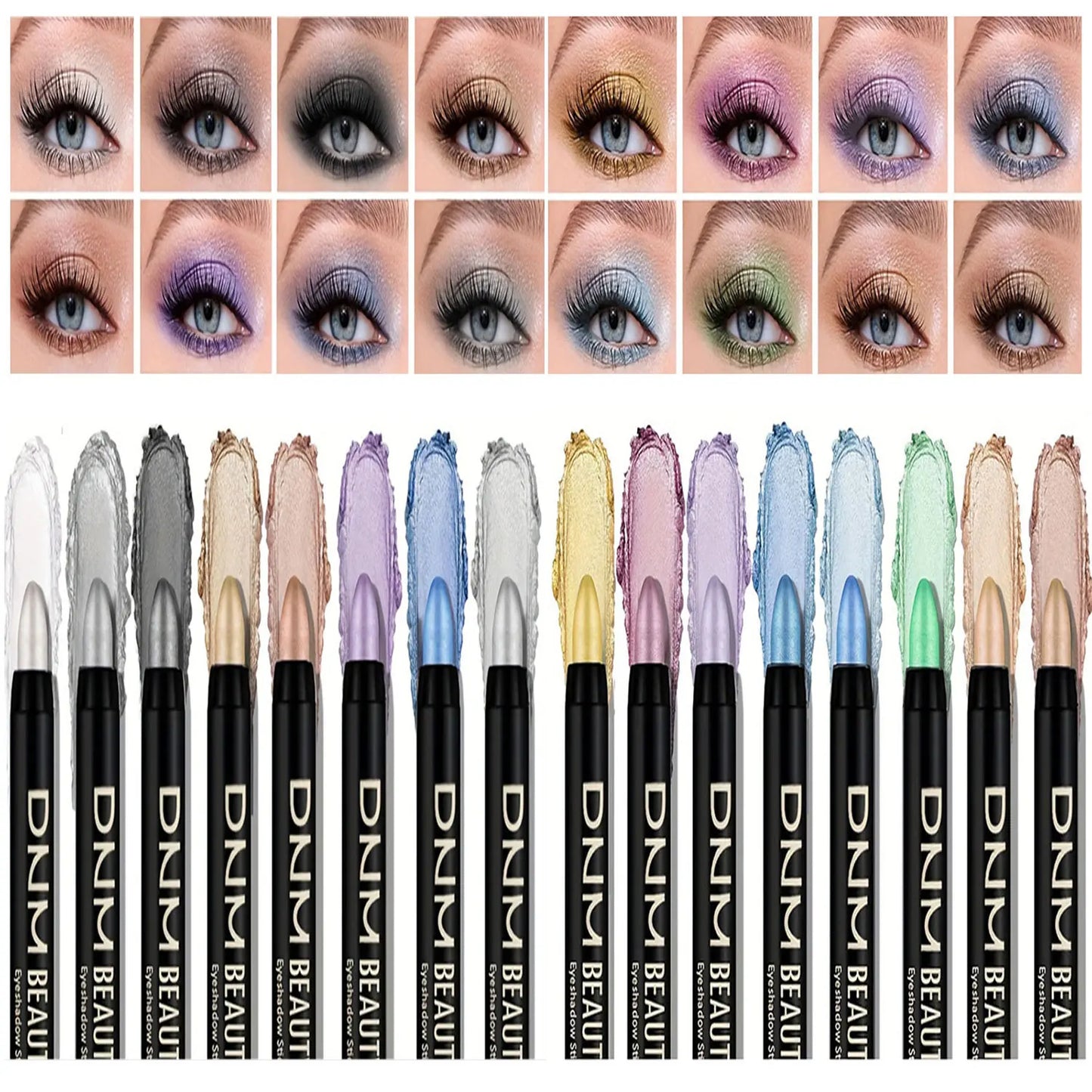 Pearlescent Eyeliner Set - 16 Colors, Waterproof, Long-Lasting, Non-Smudge Glitter Eye Makeup