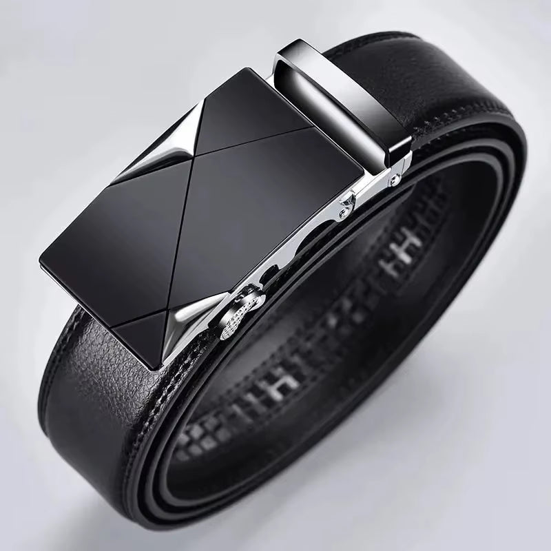 Luxury Men's Genuine Leather Belt with Metal Buckle for Casual and Formal Wear