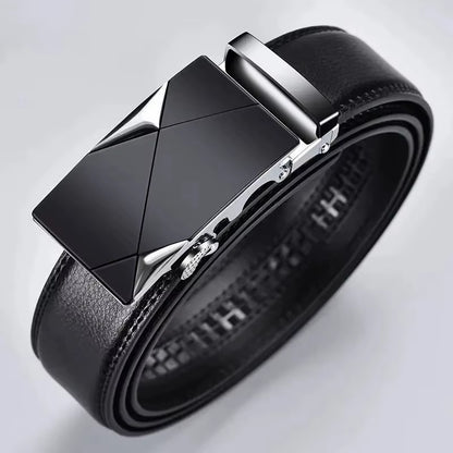 Luxury Men's Genuine Leather Belt with Metal Buckle for Casual and Formal Wear