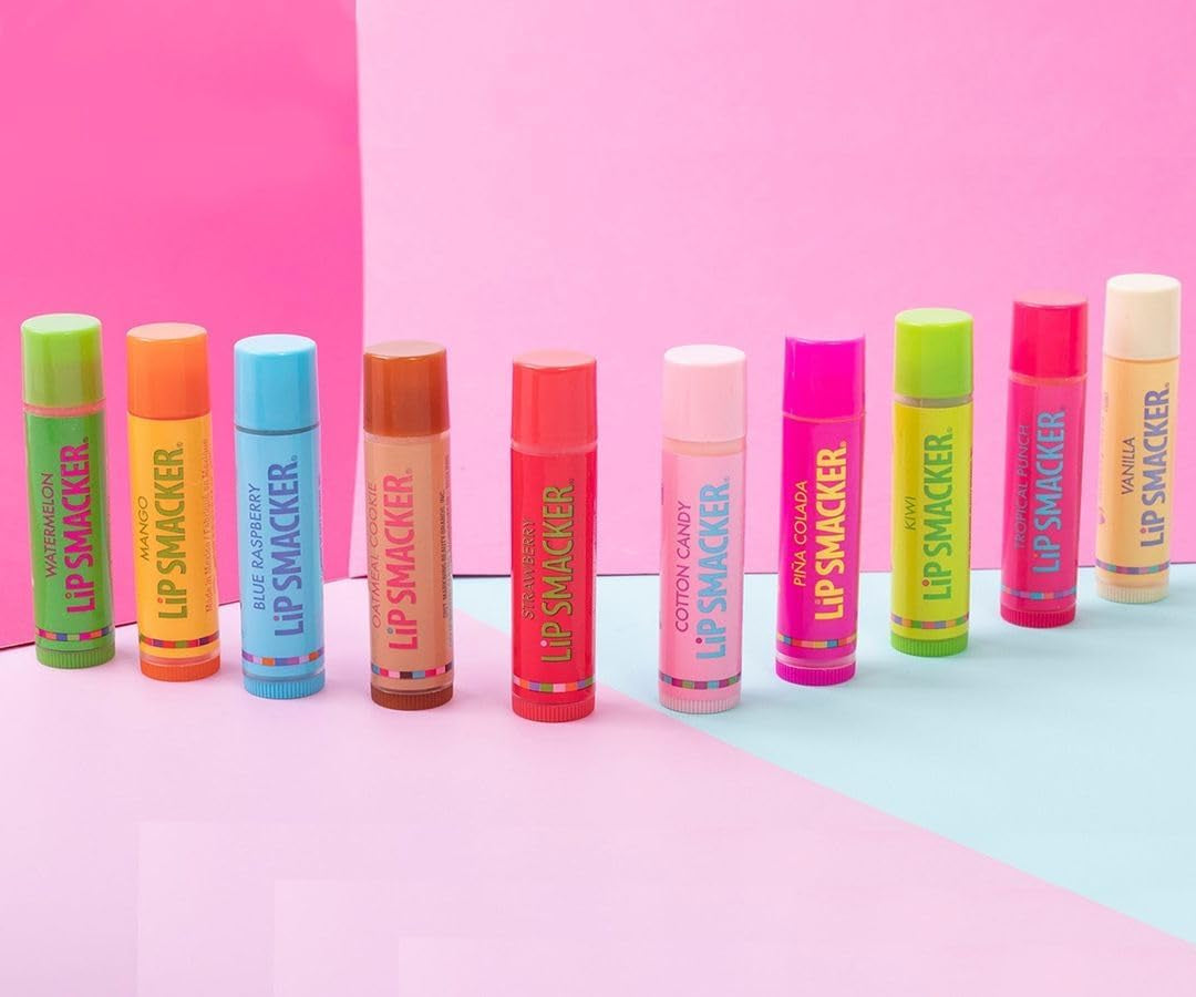 Holiday Flavored Lip Balm Assortment Pack - Oatmeal Cookie, Vanilla, Mango, Watermelon, Tropical Punch, Cotton Candy, Kiwi, Strawberry, Clear