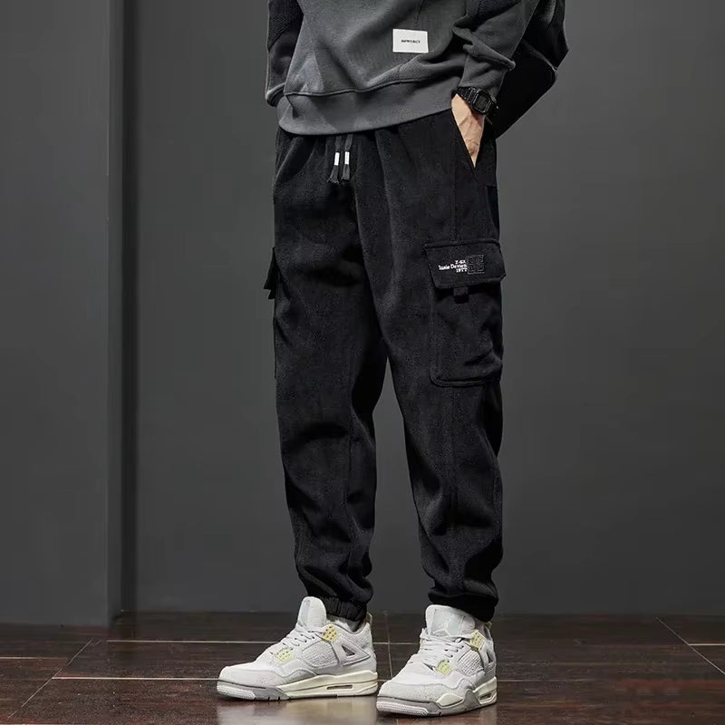 Men's Stretchable Casual Trousers with Elastic Waist and Drawstring - Harem Jogging Pants for Spring and Autumn