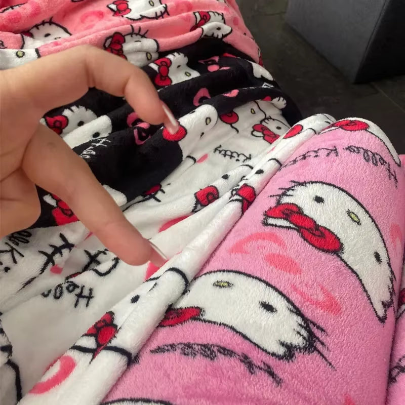 Y2K Hello Kitty Pajama Pants for Women - Sanrio Anime Cartoon Couple Sleepwear Trousers for Home Leisure