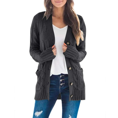 MEROKEETY Women's 2024 Fall Long Sleeve Cable Knit Open Front Cardigan with Buttons - Stylish Loose Outerwear for Everyday Wear