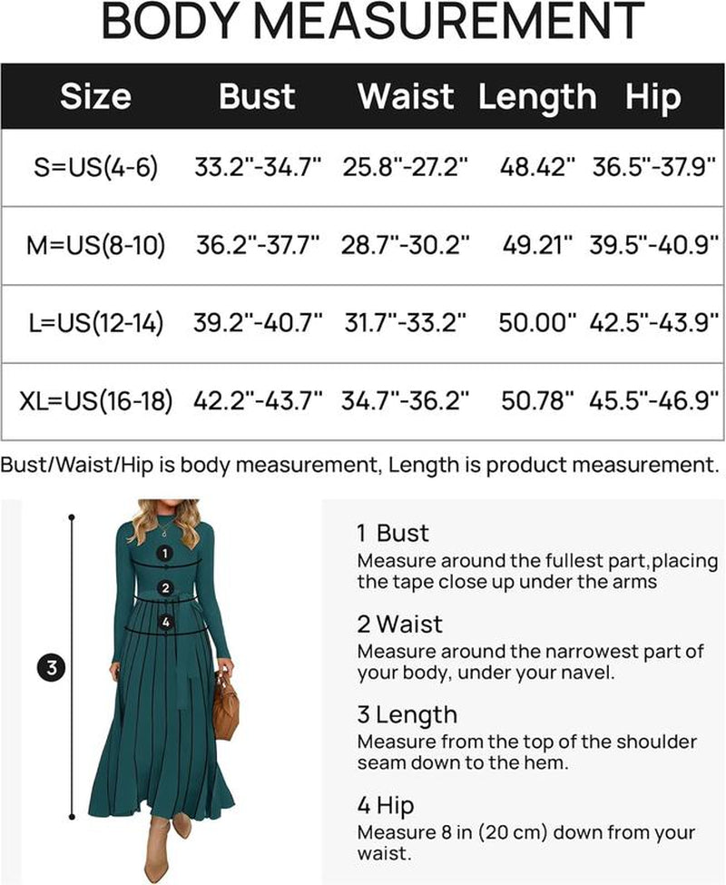 ZESICA Women's 2025 Fall Turtleneck Long Sleeve Sweater Dress with Tie Waist - Casual Loose Ribbed Knit A-Line Midi Dress
