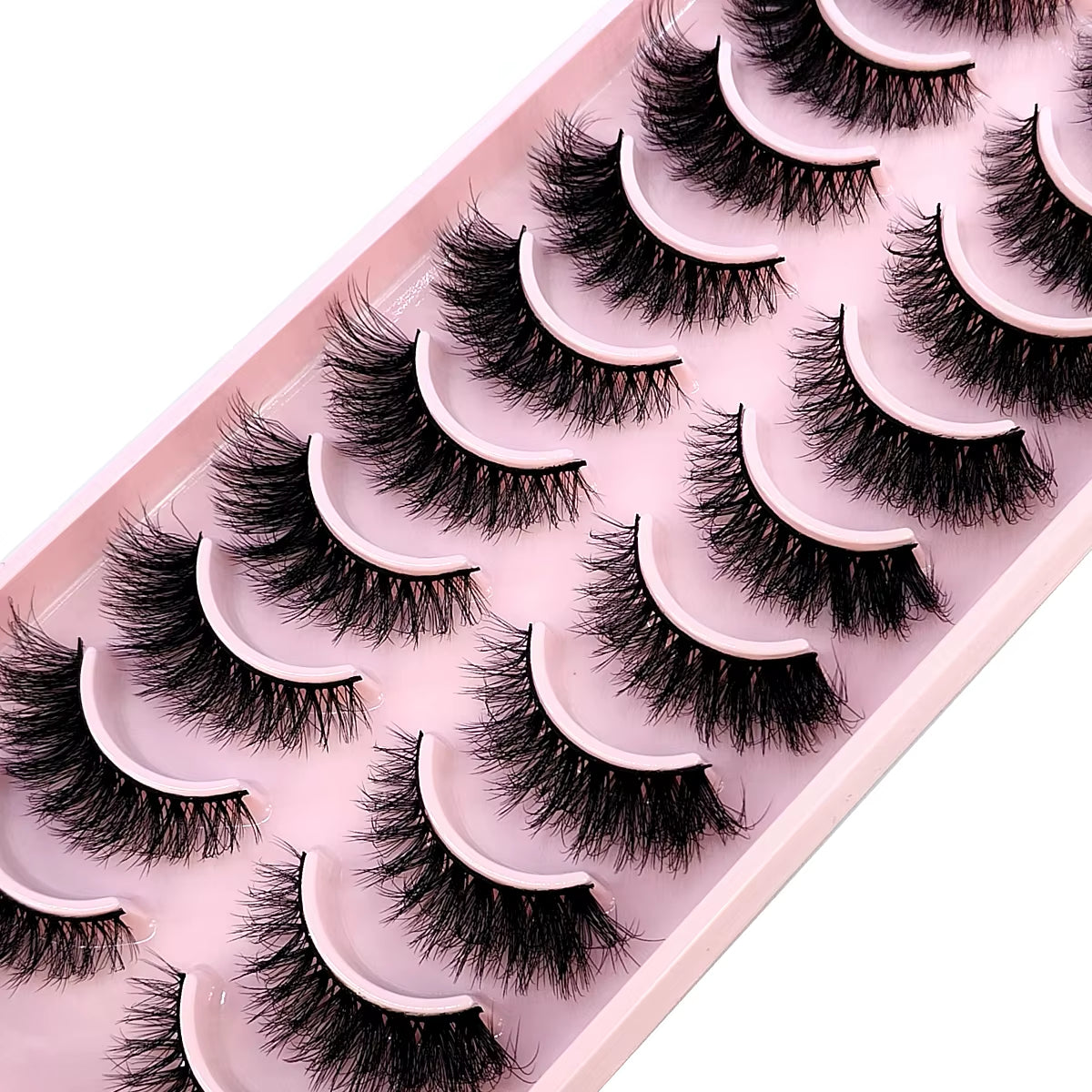 10 Pairs of Handmade Faux Mink Eyelashes - Natural Look 3D Curly False Eyelashes for a Messy Eye Makeup Effect