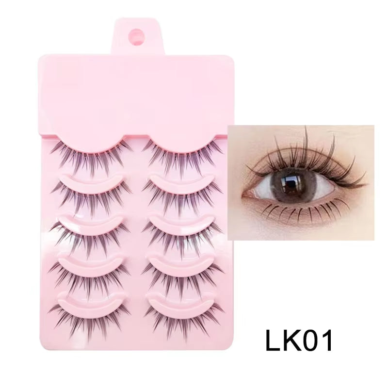 Manga-Inspired Soft Natural False Eyelashes - Thick Wispy Lashes for Daily Makeup and Special Occasions