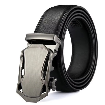 Luxury Men's Genuine Leather Belt with Metal Buckle for Casual and Formal Wear