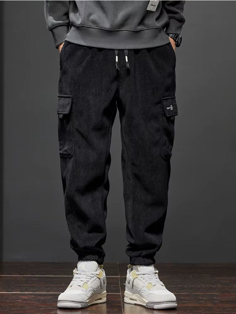 Men's Stretchable Casual Trousers with Elastic Waist and Drawstring - Harem Jogging Pants for Spring and Autumn
