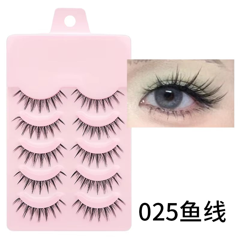 Manga-Inspired Soft Natural False Eyelashes - Thick Wispy Lashes for Daily Makeup and Special Occasions