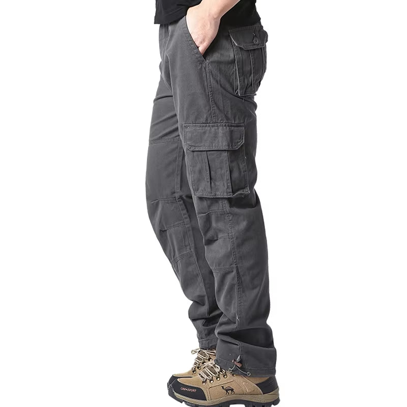 Men's Outdoor Tactical Overalls - Large Pocket Casual Jogging Pants with Elastic Waist, Made from Pure Cotton