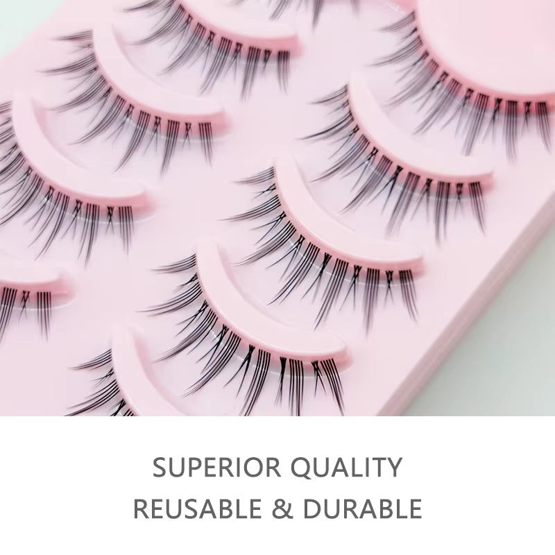 Manga-Inspired Soft Natural False Eyelashes - Thick Wispy Lashes for Daily Makeup and Special Occasions