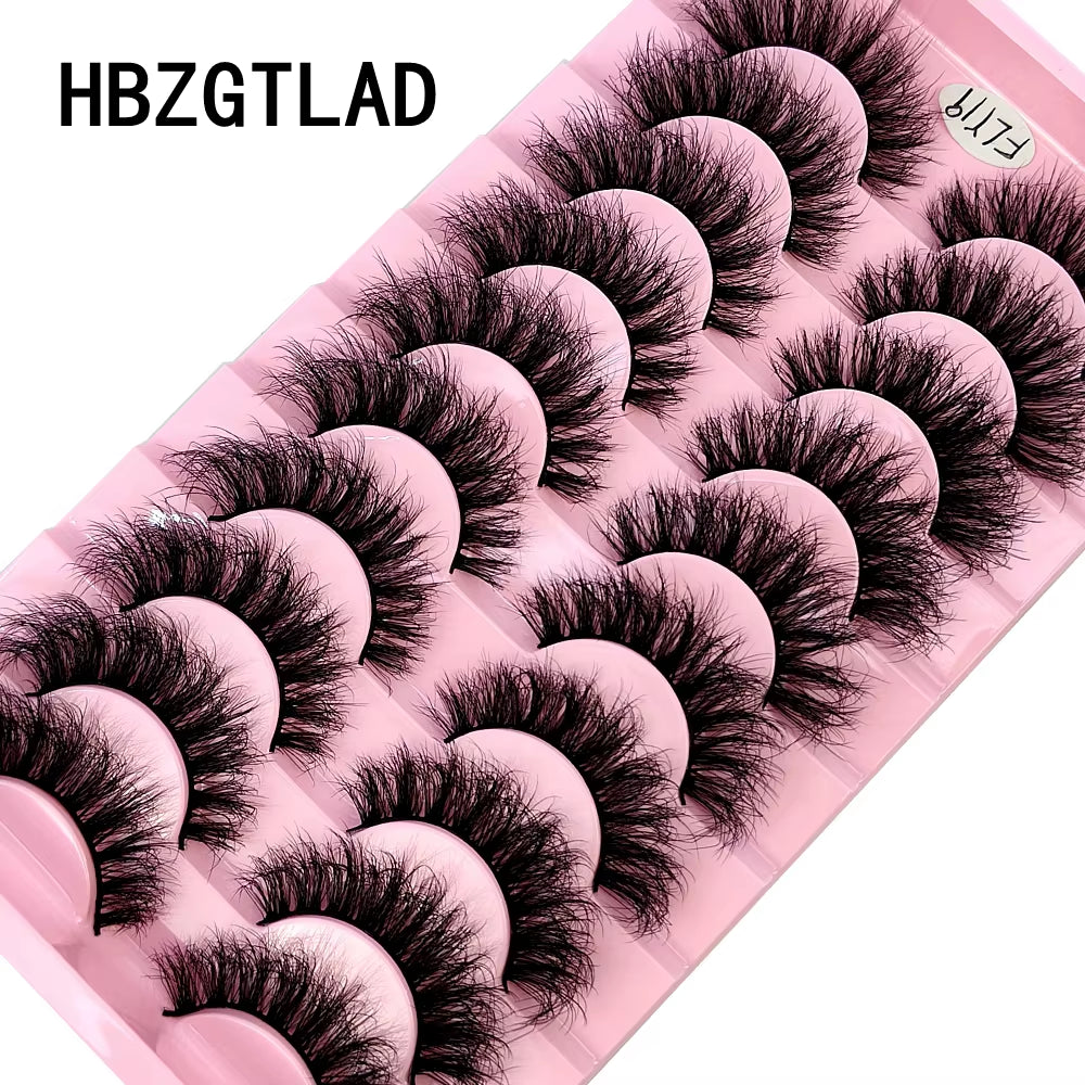 10 Pairs of Handmade Faux Mink Eyelashes - Natural Look 3D Curly False Eyelashes for a Messy Eye Makeup Effect
