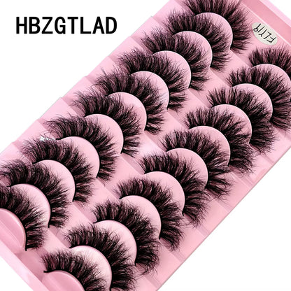 10 Pairs of Handmade Faux Mink Eyelashes - Natural Look 3D Curly False Eyelashes for a Messy Eye Makeup Effect