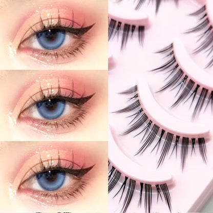 Manga-Inspired Soft Natural False Eyelashes - Thick Wispy Lashes for Daily Makeup and Special Occasions