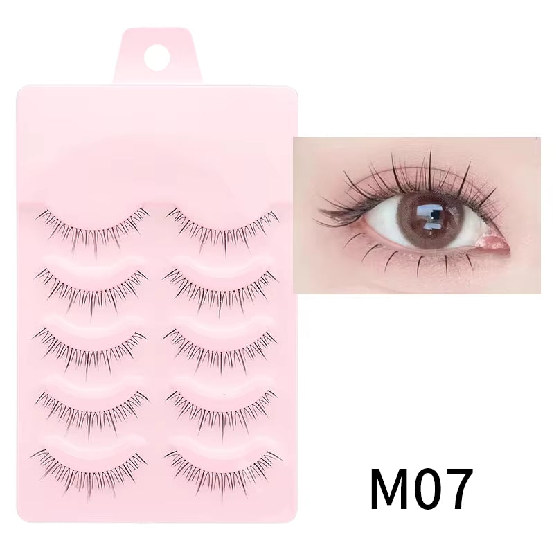 Manga-Inspired Soft Natural False Eyelashes - Thick Wispy Lashes for Daily Makeup and Special Occasions