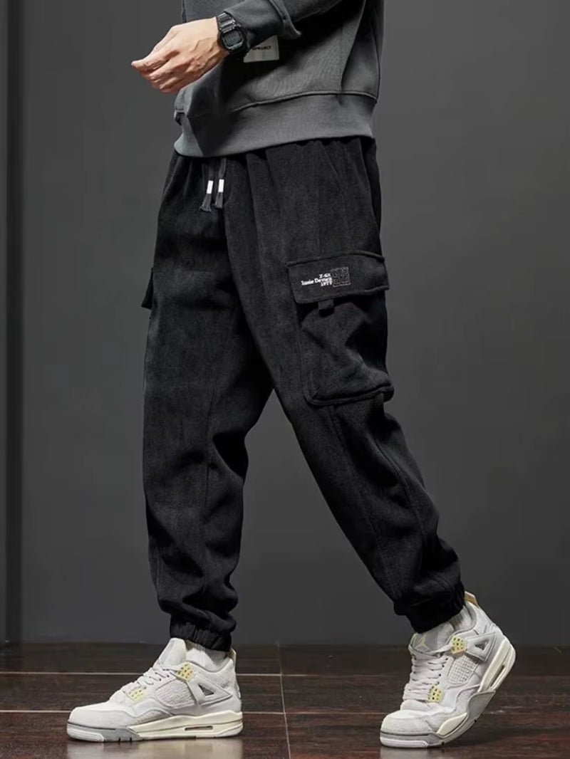 Men's Stretchable Casual Trousers with Elastic Waist and Drawstring - Harem Jogging Pants for Spring and Autumn