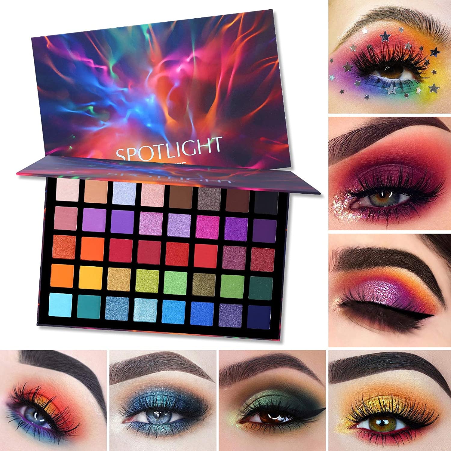 Spotlight Professional 40-Color Eyeshadow Palette - Matte and Shimmer Waterproof Formula with High Pigmentation for Long-Lasting Makeup