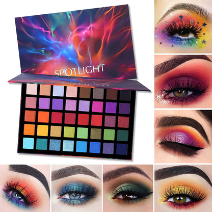 Spotlight Professional 40-Color Eyeshadow Palette - Matte and Shimmer Waterproof Formula with High Pigmentation for Long-Lasting Makeup