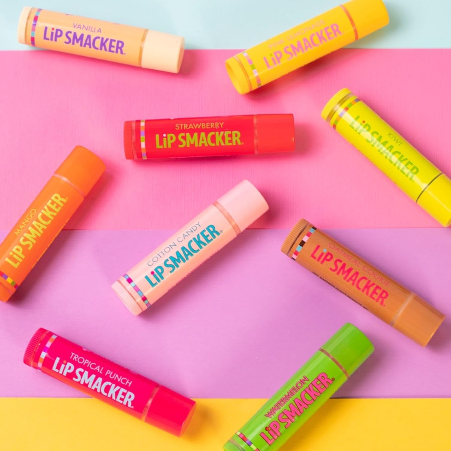 Holiday Flavored Lip Balm Assortment Pack - Oatmeal Cookie, Vanilla, Mango, Watermelon, Tropical Punch, Cotton Candy, Kiwi, Strawberry, Clear