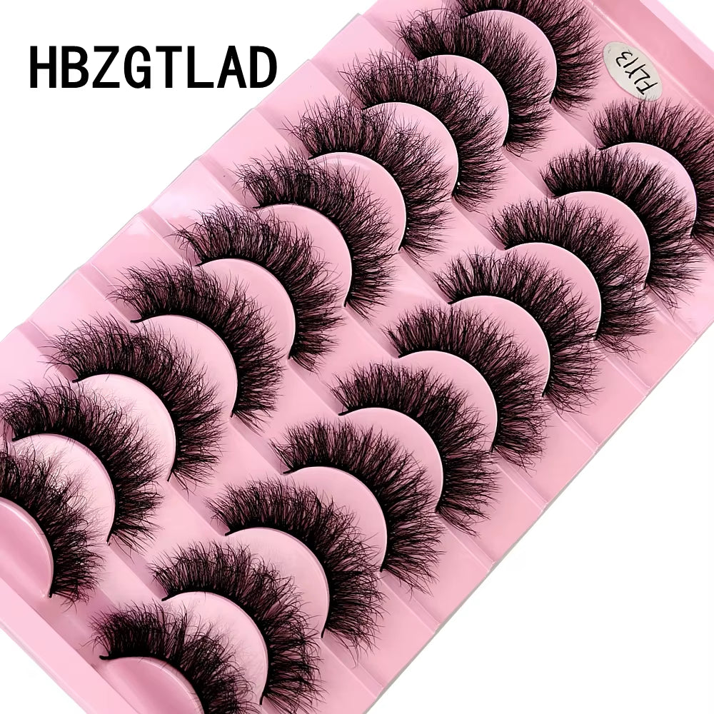 10 Pairs of Handmade Faux Mink Eyelashes - Natural Look 3D Curly False Eyelashes for a Messy Eye Makeup Effect