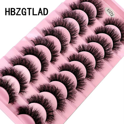 10 Pairs of Handmade Faux Mink Eyelashes - Natural Look 3D Curly False Eyelashes for a Messy Eye Makeup Effect