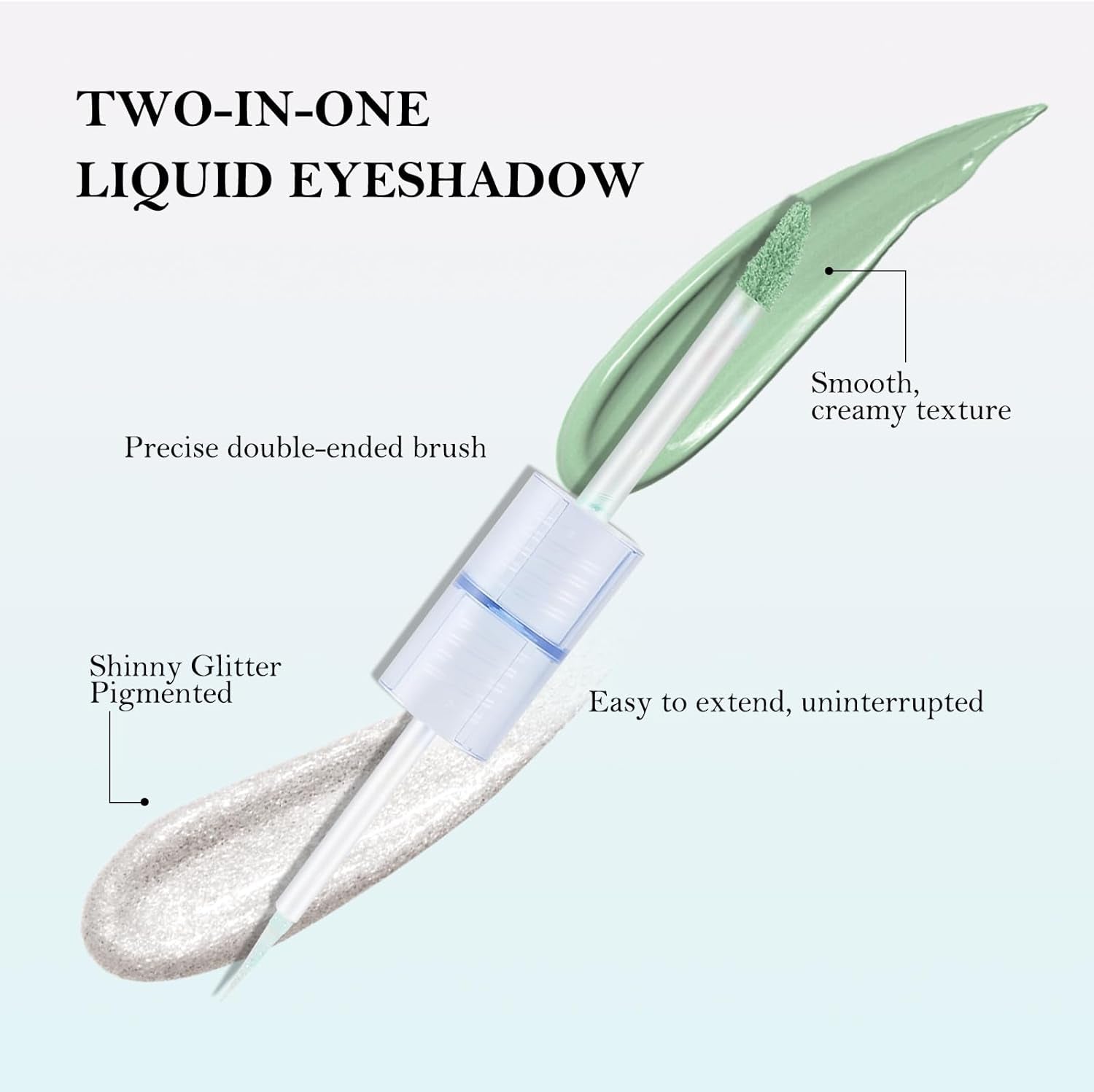 Sparkling Glitter Liquid Eyeshadow - Dual-Ended Brush, Highly Pigmented Shimmer & Matte Shades for Stunning Eye Makeup