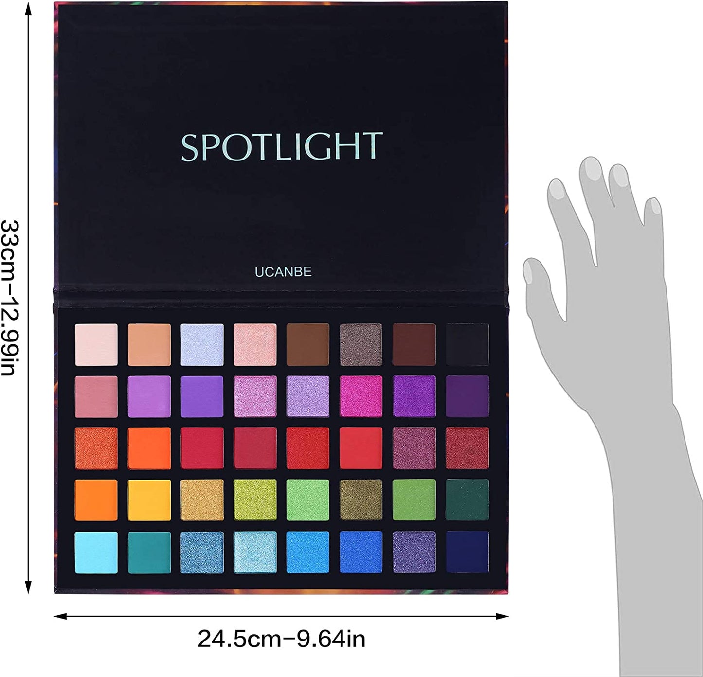 Spotlight Professional 40-Color Eyeshadow Palette - Matte and Shimmer Waterproof Formula with High Pigmentation for Long-Lasting Makeup