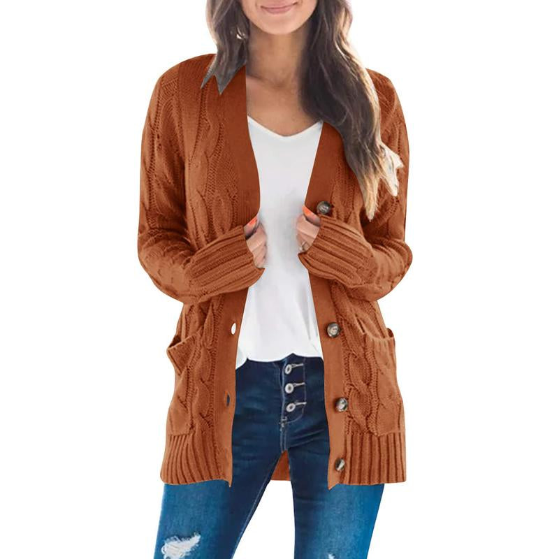 MEROKEETY Women's 2024 Fall Long Sleeve Cable Knit Open Front Cardigan with Buttons - Stylish Loose Outerwear for Everyday Wear