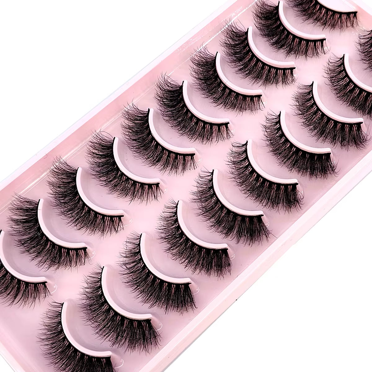 10 Pairs of Handmade Faux Mink Eyelashes - Natural Look 3D Curly False Eyelashes for a Messy Eye Makeup Effect
