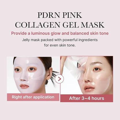 Pink Collagen Gel Salmon PDRN Facial Mask - Deep Hydrating, Moisturizing, and Firming Hydrogel Face Sheets for Balanced Skin Tone