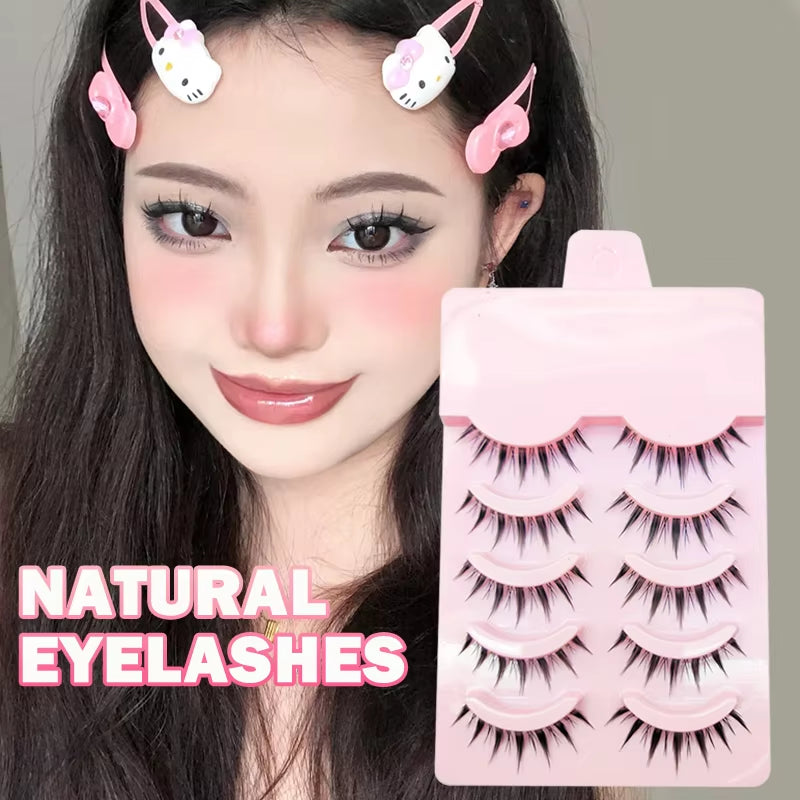 Manga-Inspired Soft Natural False Eyelashes - Thick Wispy Lashes for Daily Makeup and Special Occasions