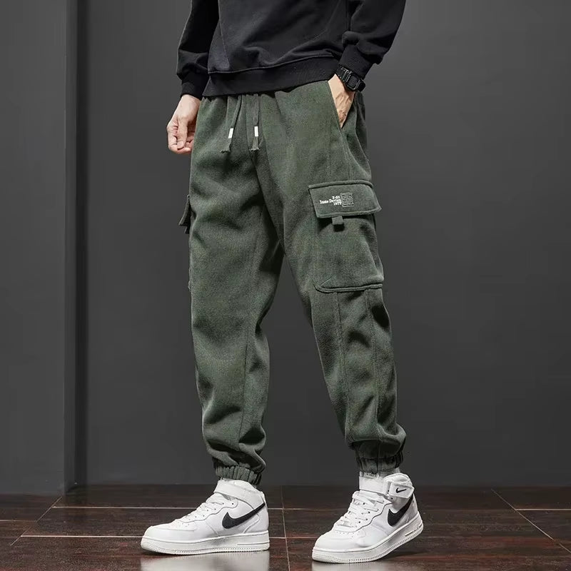 Men's Stretchable Casual Trousers with Elastic Waist and Drawstring - Harem Jogging Pants for Spring and Autumn