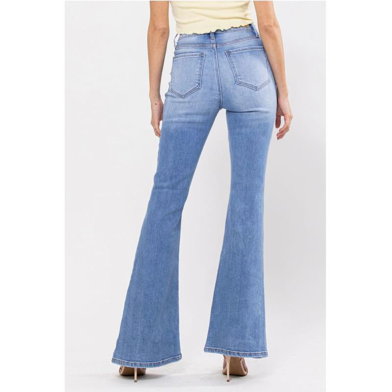 Cello High-Rise Distressed Super Flare Jeans
