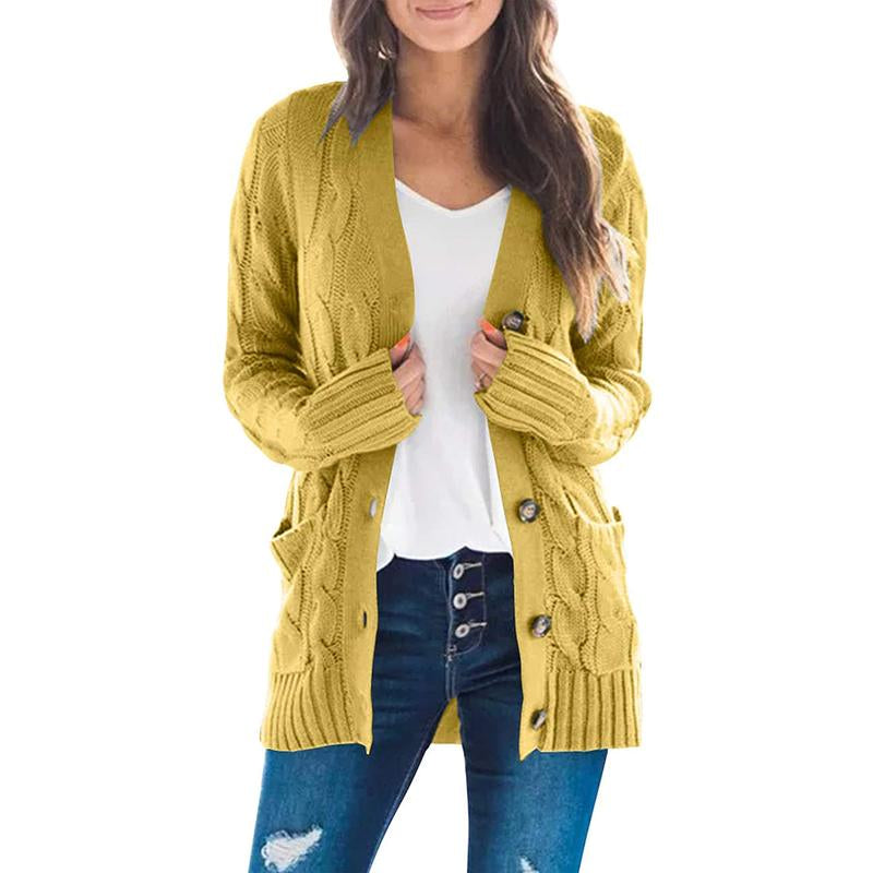 MEROKEETY Women's 2024 Fall Long Sleeve Cable Knit Open Front Cardigan with Buttons - Stylish Loose Outerwear for Everyday Wear
