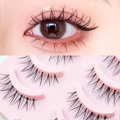Manga-Inspired Soft Natural False Eyelashes - Thick Wispy Lashes for Daily Makeup and Special Occasions
