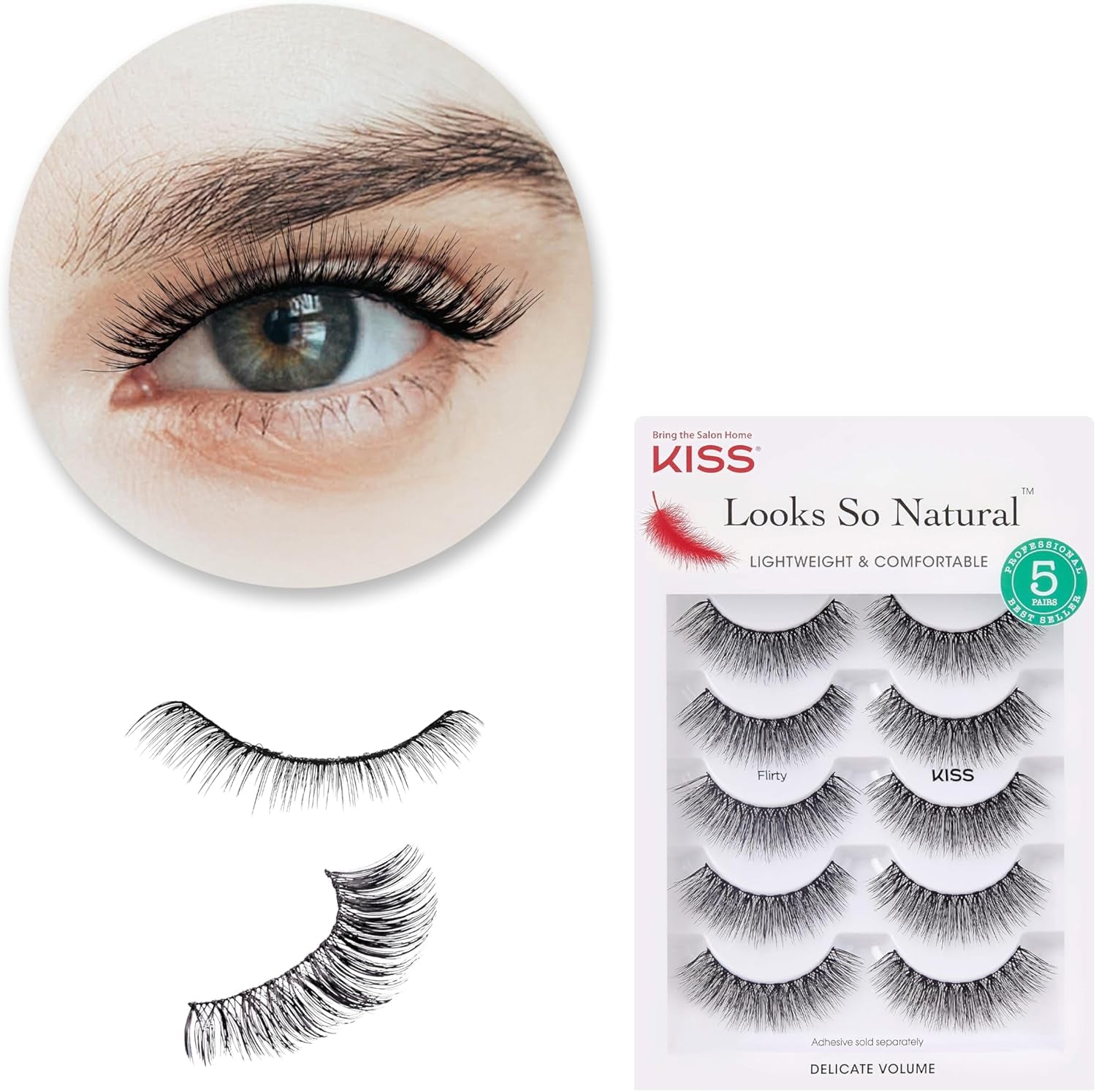 5 Pairs of Tapered Flirty Eyelashes #62643/KFLM04