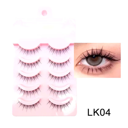 Manga-Inspired Soft Natural False Eyelashes - Thick Wispy Lashes for Daily Makeup and Special Occasions