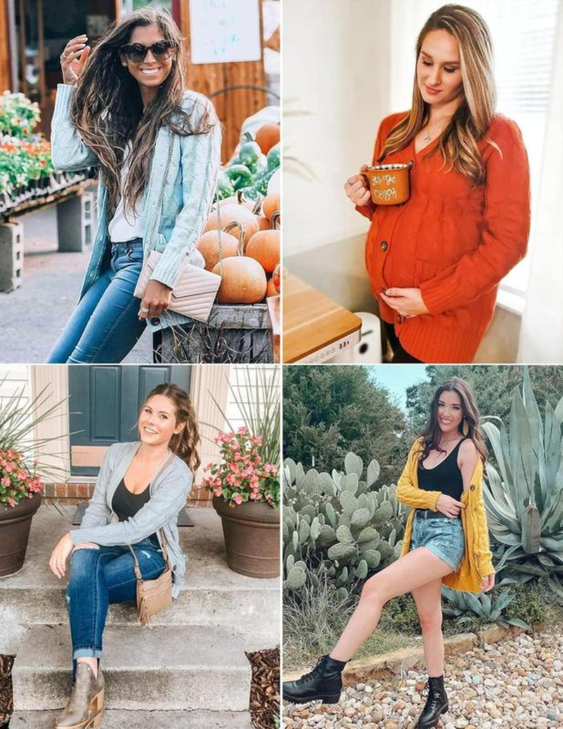 MEROKEETY Women's 2024 Fall Long Sleeve Cable Knit Open Front Cardigan with Buttons - Stylish Loose Outerwear for Everyday Wear